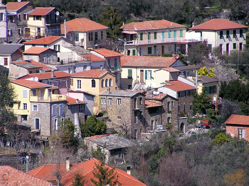 Blick auf die Häuser in der Via Appia